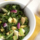 raw kale salad with apple, avocado and balsamic dressing raw kale salad with apple, avocado and balsamic dressing