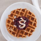 coconut waffles and cranberry sauce