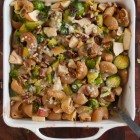baked chiocciole with brussels sprouts, apples and blue cheese Baked Chiocciole with Brussels Sprouts, Apples and Blue Cheese
