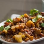 Indian-spiced tomato and lentil stew
