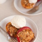 peach crisps topped with ice cream