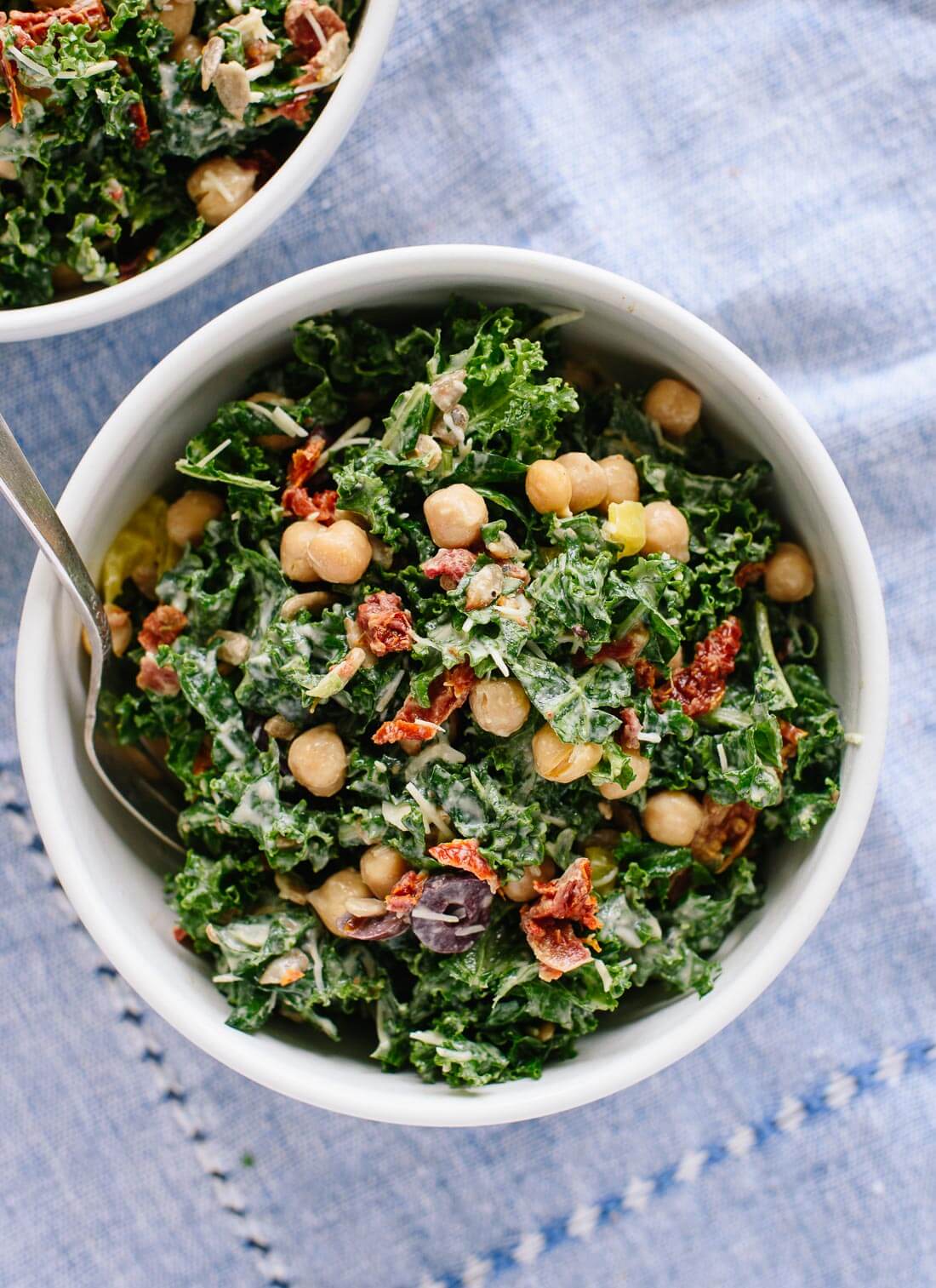 How do you use fresh kale in a salad recipe?