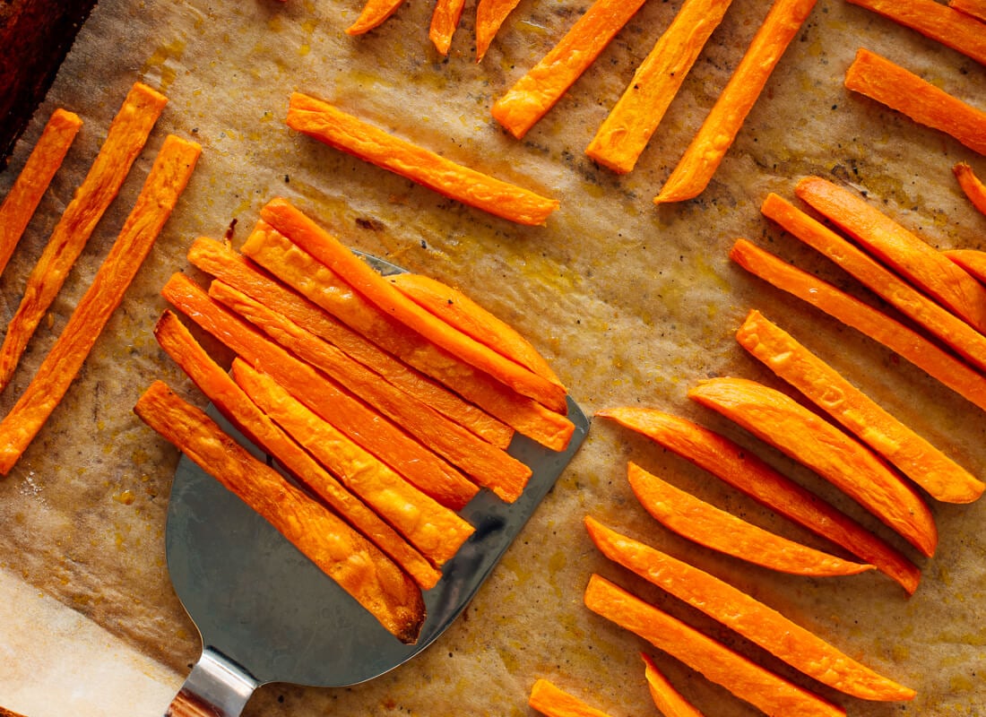 how to flip sweet potato fries