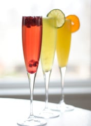 Champagne and fruit cocktails for New Year's Eve