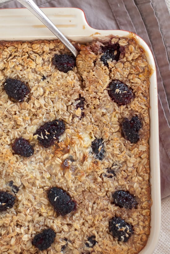 Baked Oatmeal with Blackberries & Coconut