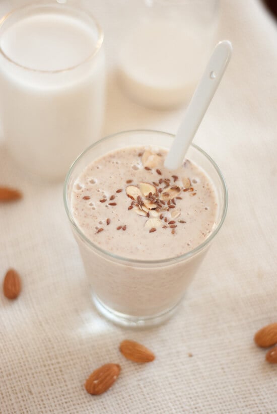 Banana almond smoothie from cookieandkate.com