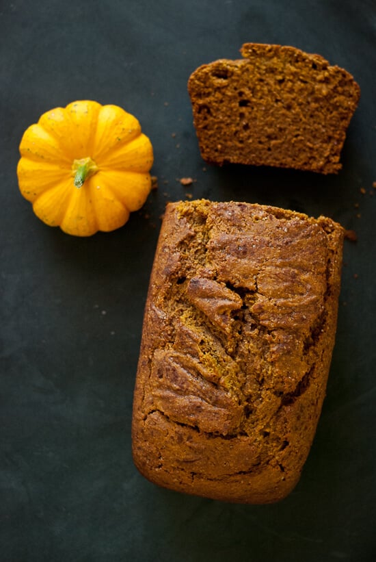 Healthy one-bowl pumpkin bread made with honey, coconut oil and whole wheat flour! - cookieandkate.com