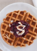 coconut waffles and cranberry sauce