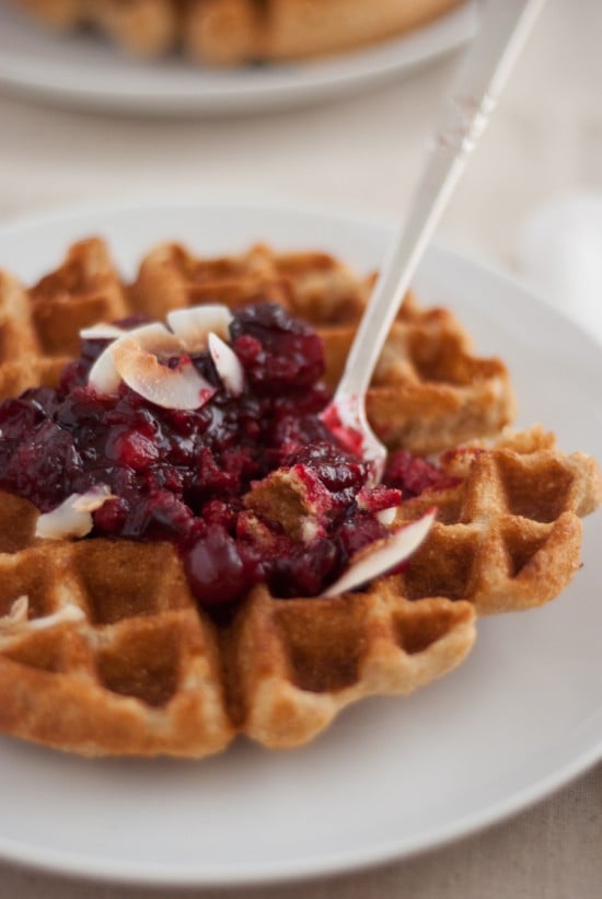 coconut waffles with cranberry sauce recipe