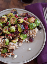 roasted brussels sprouts with cranberries and barley