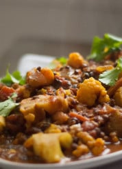Indian-spiced tomato and lentil stew