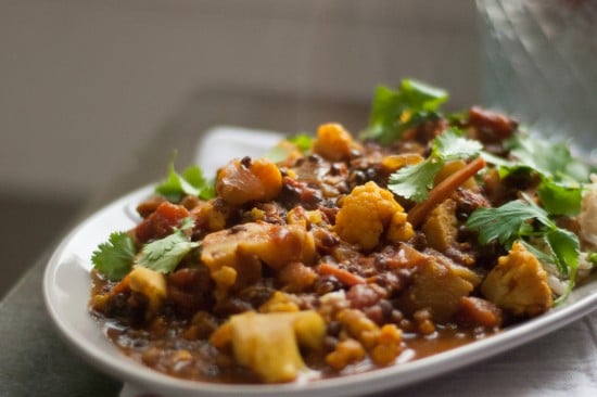 Indian-spiced tomato and lentil stew