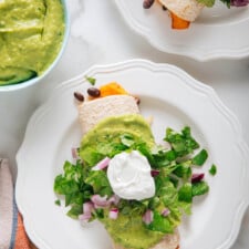 Sweet Potato Burrito Smothered in Avocado Salsa Verde