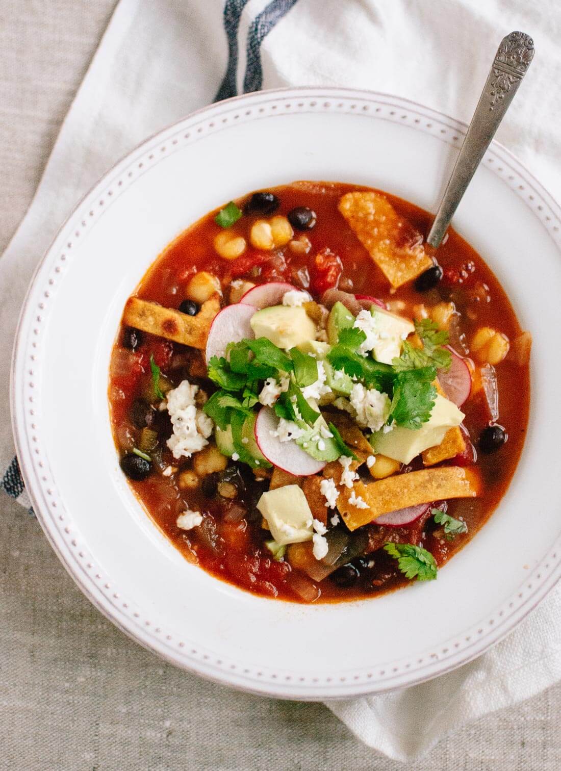 Vegetarian tortilla soup- quick and easy dinner ideas