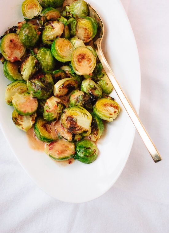 Quick Roasted Brussels Sprouts with Coconut Ginger Sauce - Cookie and Kate