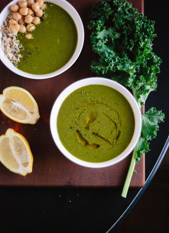Redeeming kale and spinach soup - cookieandkate.com