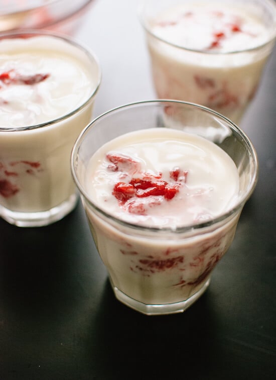 Roasted strawberry rhubarb and yogurt - cookieandkate.com