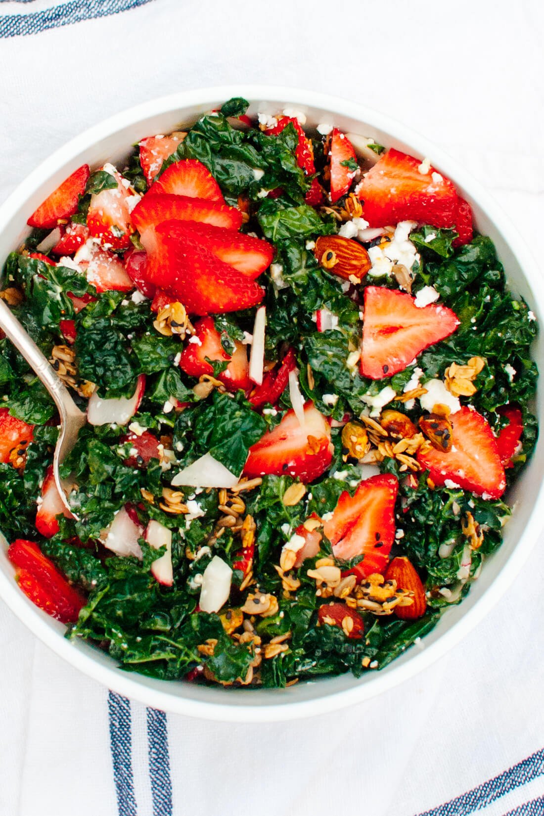 Strawberry Kale Salad with Nutty Granola Croutons recipe