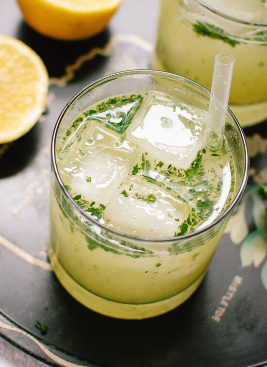 Bootleg cocktail (natural lemonade blended with mint and liquor!) - cookieandkate.com
