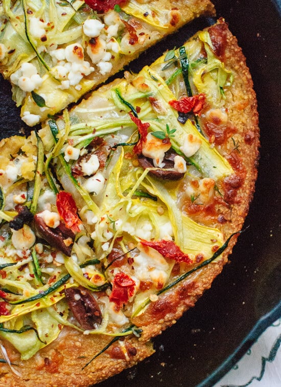 Delicious gluten-free pizza made with an easy crust of chickpea flour - cookieandkate.com