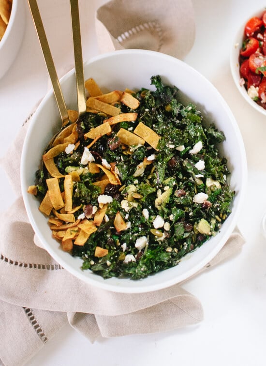 Kale salad with avocado and crispy tortilla strips - cookieandkate.com
