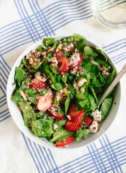 Gluten-free summer salad with strawberries, spinach, quinoa, almonds and goat cheese - cookieandkate.com
