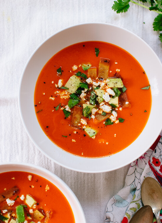 Roasted red pepper tortilla soup - cookieandkate.com