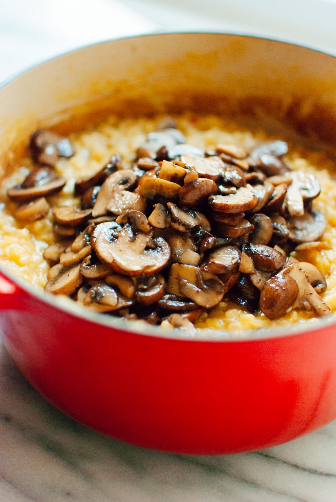 Rich and creamy mushroom brown rice risotto