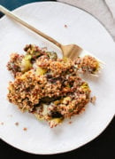 Creamy Roasted Brussels Sprout and Quinoa Gratin