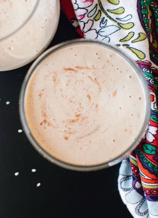 Rich and decadent, dairy-free tahini date shake recipe - cookieandkate.com