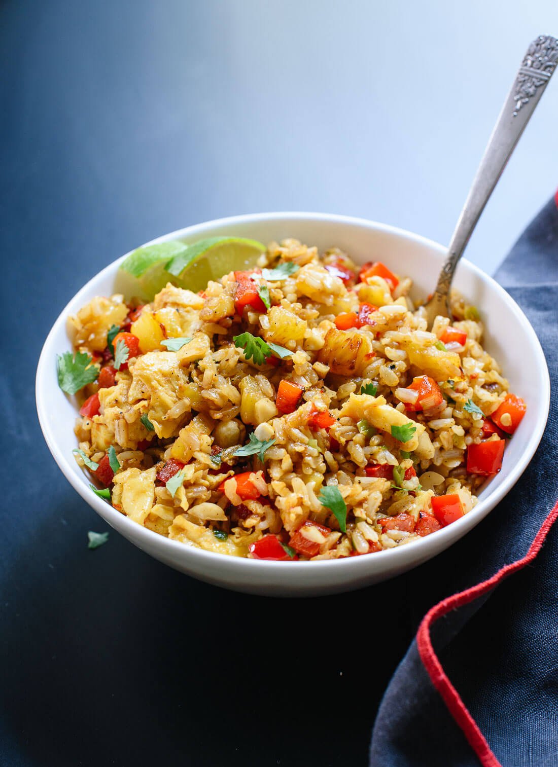 Sweet and spicy Thai pineapple fried rice, a simple vegetarian dinner! - cookieandkate.com