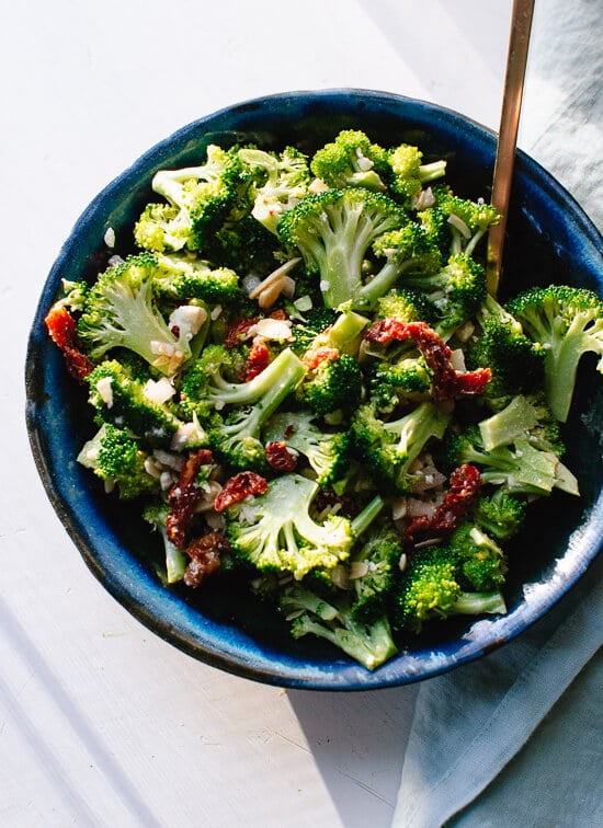 Healthy Greek broccoli salad is a great make-ahead side dish. It's perfect for potlucks! - cookieandkate.com