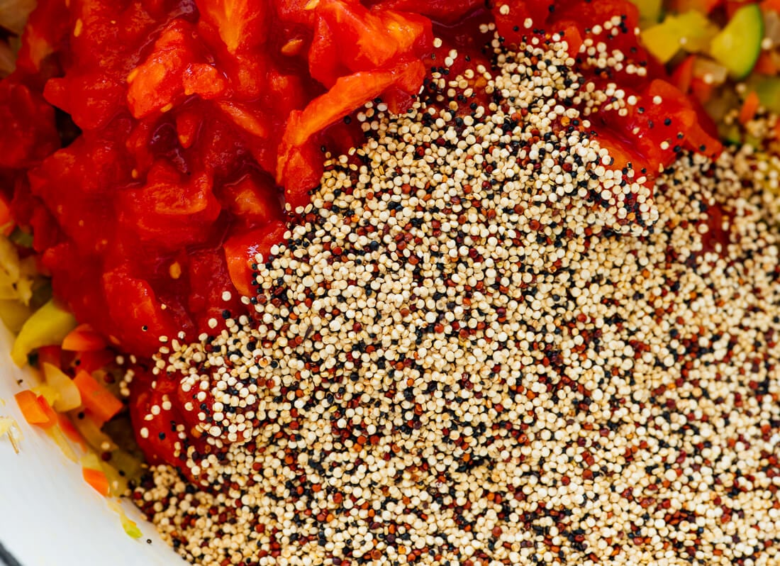 quinoa and diced canned tomatoes