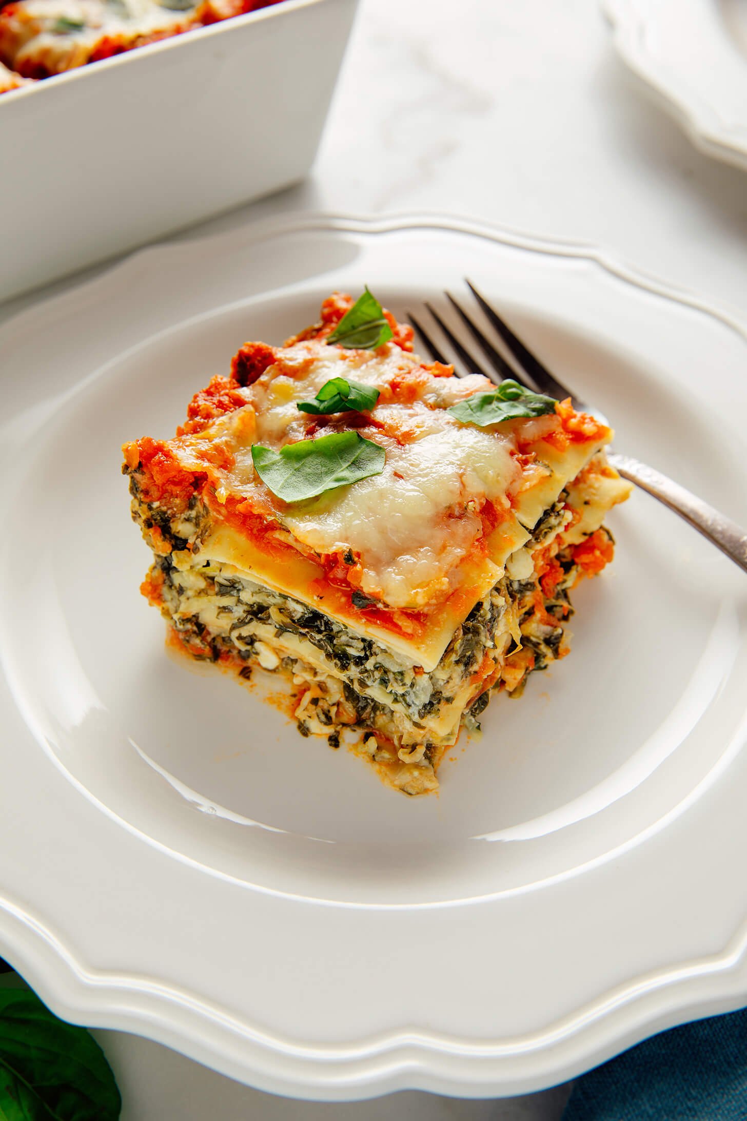spinach artichoke lasagna on plate