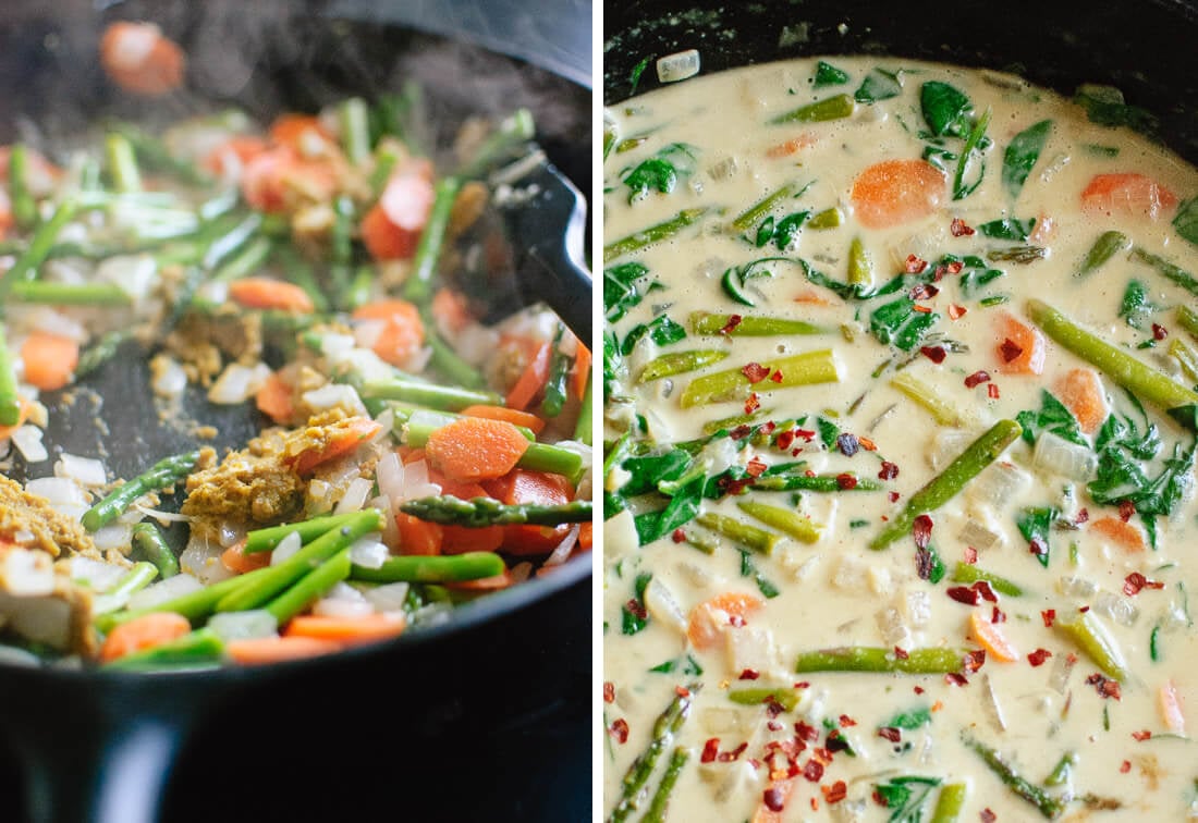 Thai green curry with spinach