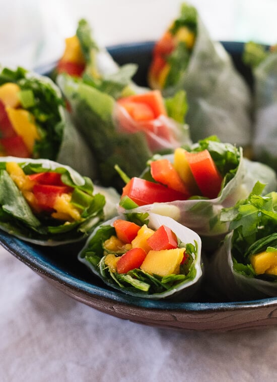 Mango spring rolls, a fresh appetizer to serve at spring/summer parties! - cookieandkate.com