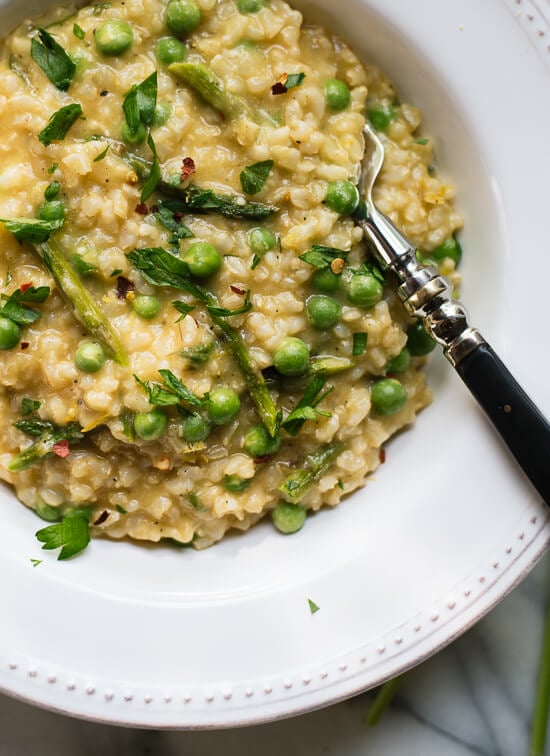 Easy asparagus and pea risotto recipe - cookieandkate.com
