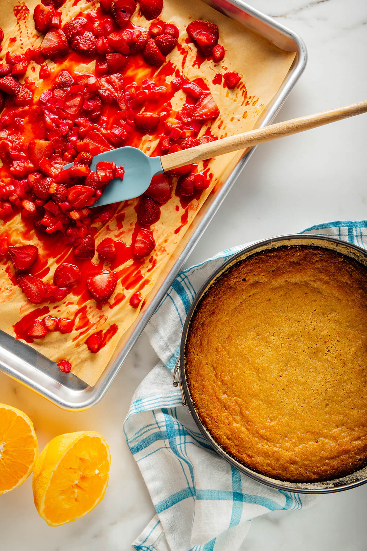 baked cake and topping