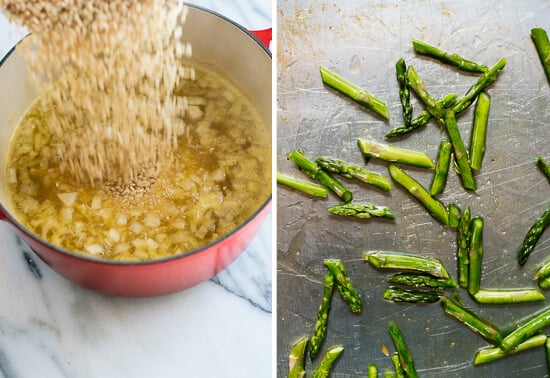 how to make asparagus and pea risotto