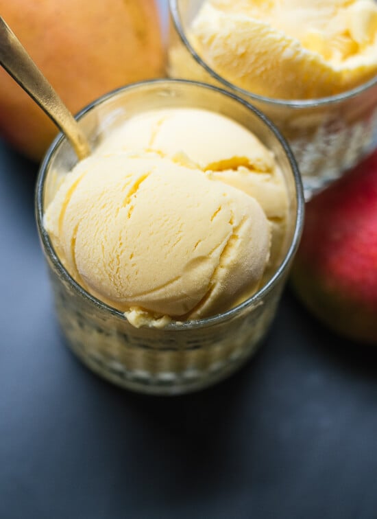 Healthy homemade mango frozen yogurt with all-natural ingredients! cookieandkate.com