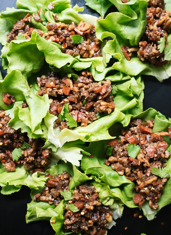 These Thai lettuce wraps are a perfect vegetarian and gluten-free appetizer! cookieandkate.com