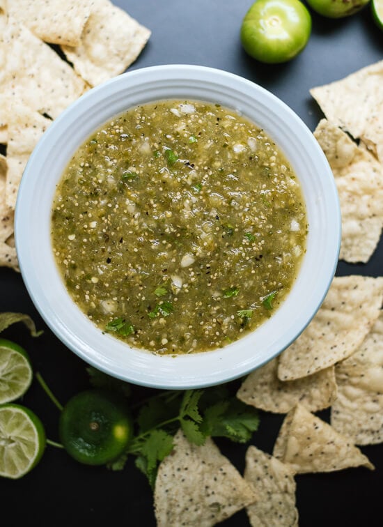 Homemade salsa verde, so fresh and simple, by @cookieandkate
