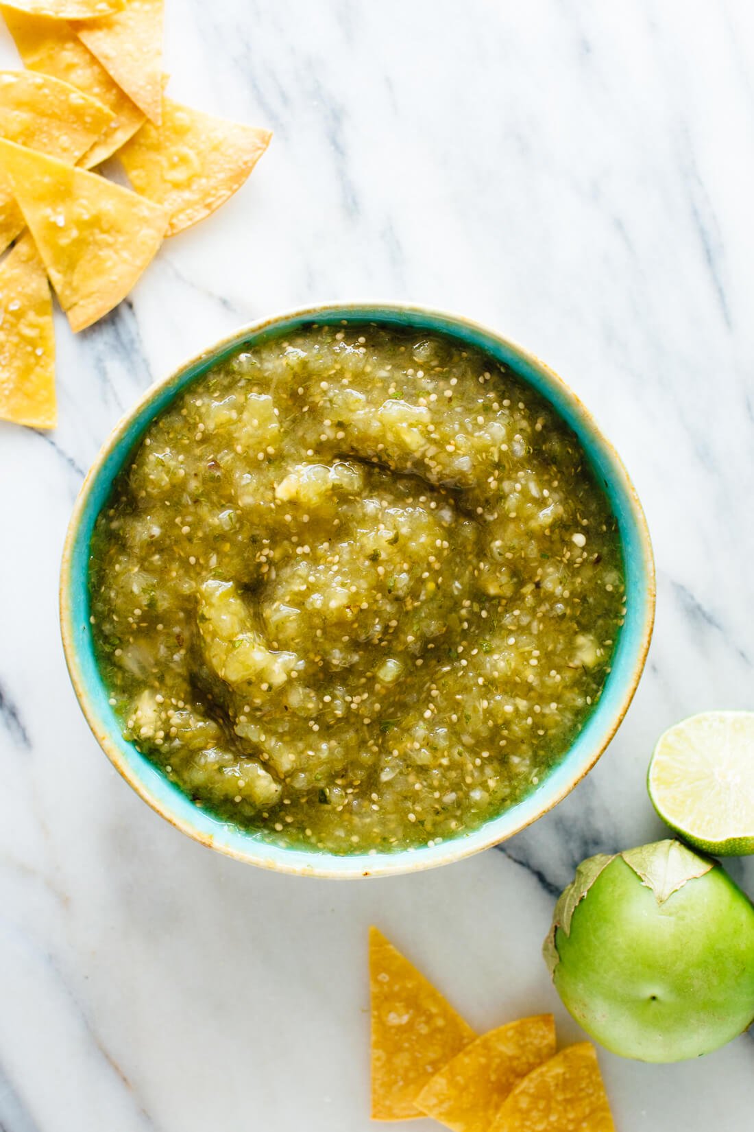 This homemade salsa verde is fresh, simple and delicious! This salsa verde recipe will take your Mexican meal to the next level. cookieandkate.com