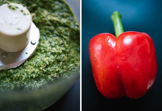 red bell pepper and pesto
