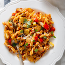 Sun-Dried Tomato Pesto Pasta with Roasted Vegetables