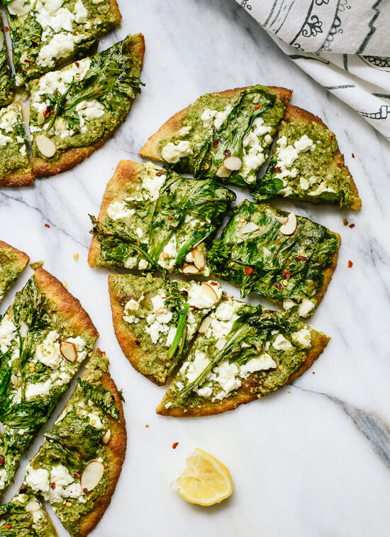Broccoli rabe naan, a simple dinner or appetizer! cookieandkate.com