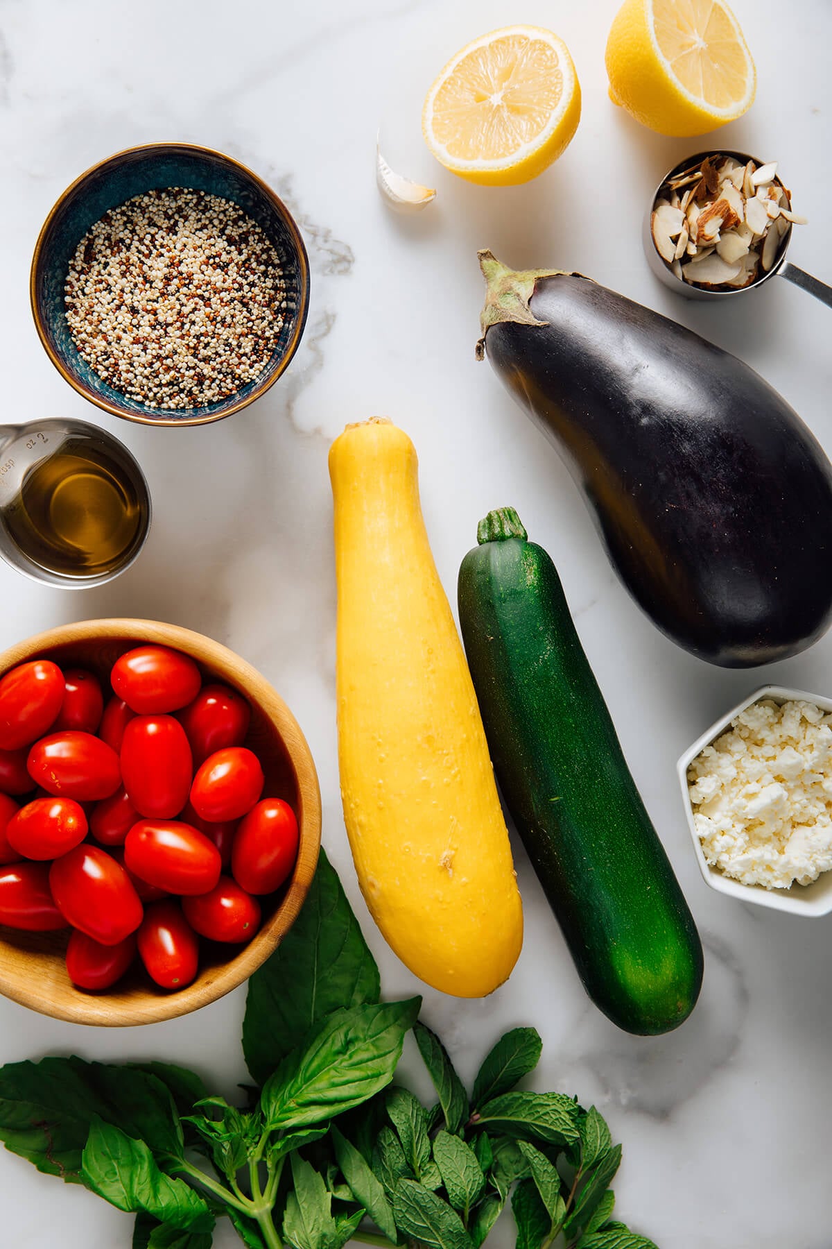 Mediterranean quinoa salad ingredients