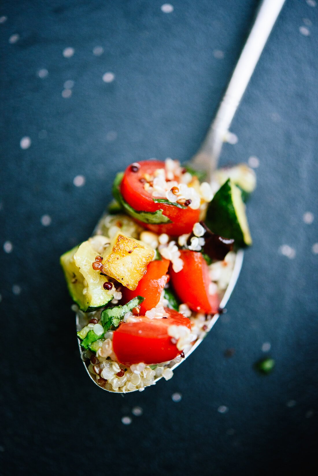 mediterranean quinoa salad spoonful