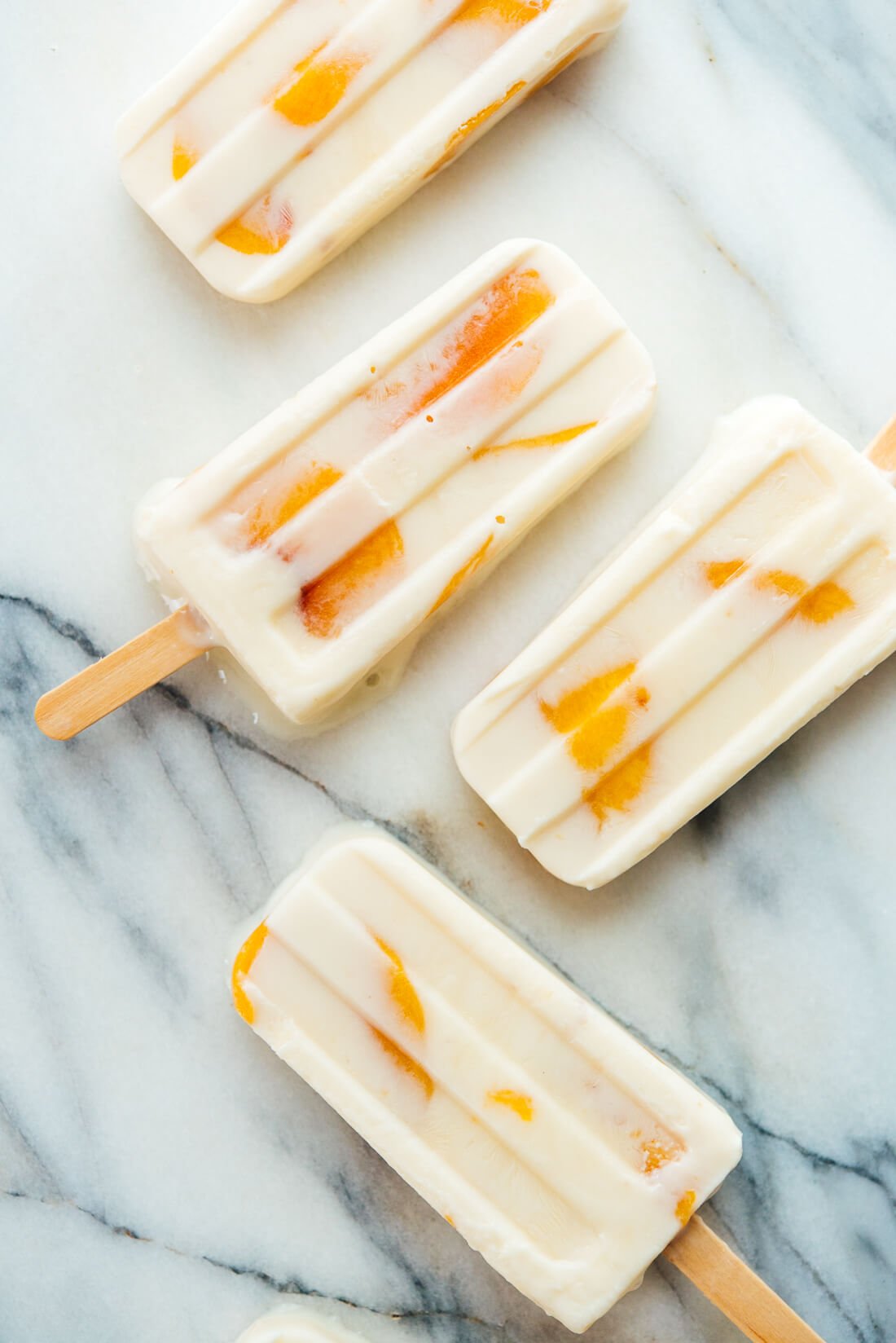 Creamy honey-sweetened peach yogurt popsicles #cookieandkate