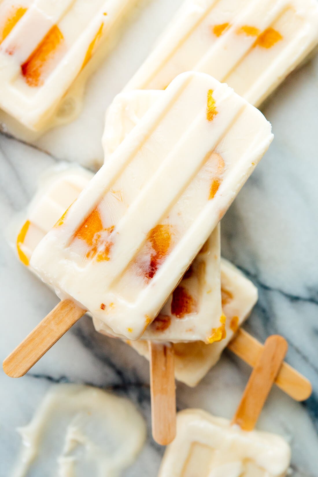 Creamy honey-sweetened peach yogurt popsicles #cookieandkate